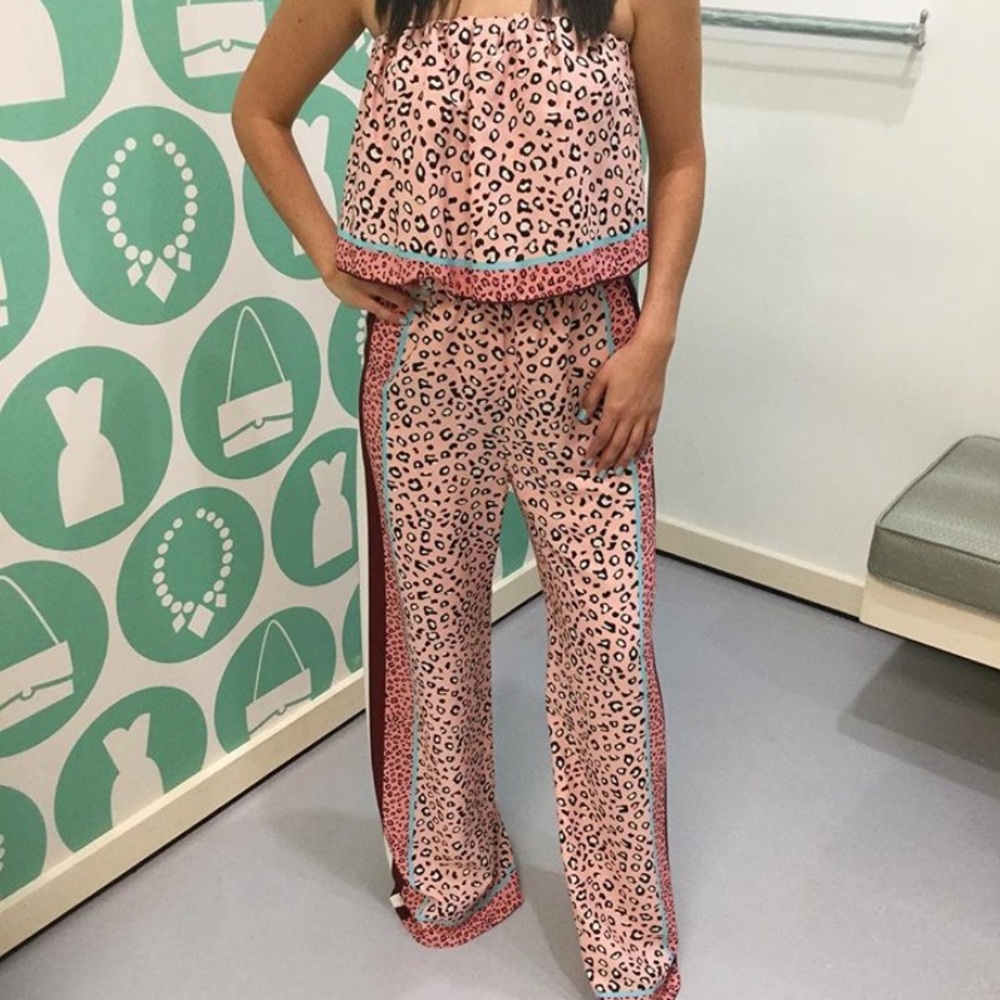 Pink leopard jumpsuit